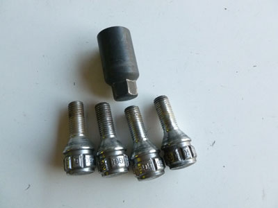 1997 BMW 528i E39 - Wheel Lock Bolts w/ Removal and Installation Adaptor Socket (Include 4 Wheel Bolts)2